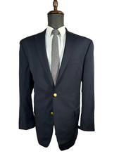 CHAPS Mens Navy Blue Wool CLASSIC FIT Sport Coat Blazer Jacket SIZE 44L
