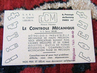 Antique Card Visit Industrie Lcm The Control Mechanical Paris Business ...