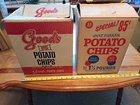 2 Vintage Potato Chip Box Jane Parker Ralph Goods Advertising Sign Display Nice