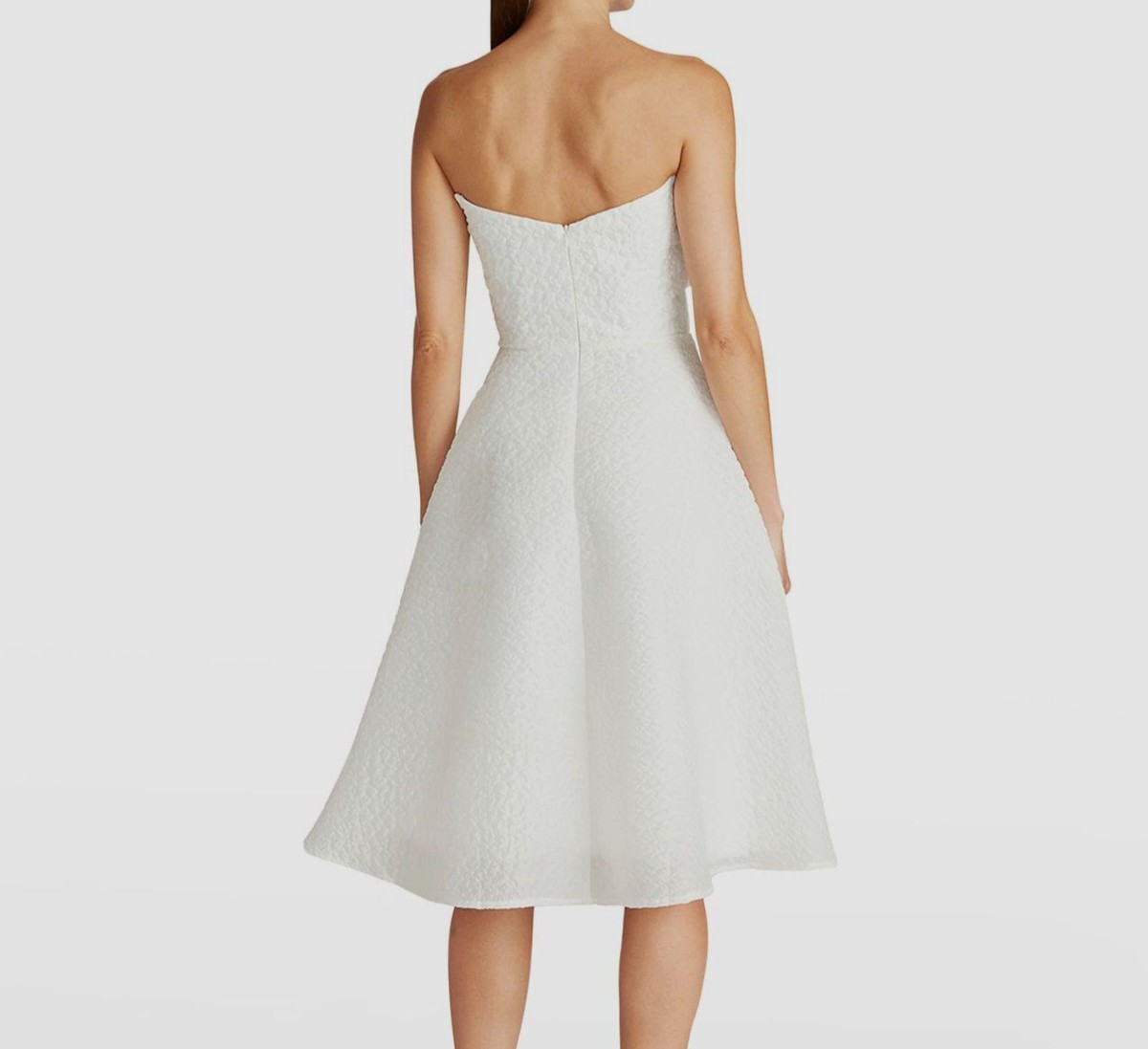 $595 Theia Women White Penelope Strapless Textured Fit & Flare Dress Size  10 | eBay