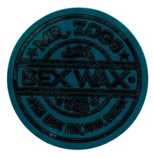 MR ZOGS SEX WAX Green Metallic Sticker Decal 3"x3" Surf Skateboard Surfing Zoggs