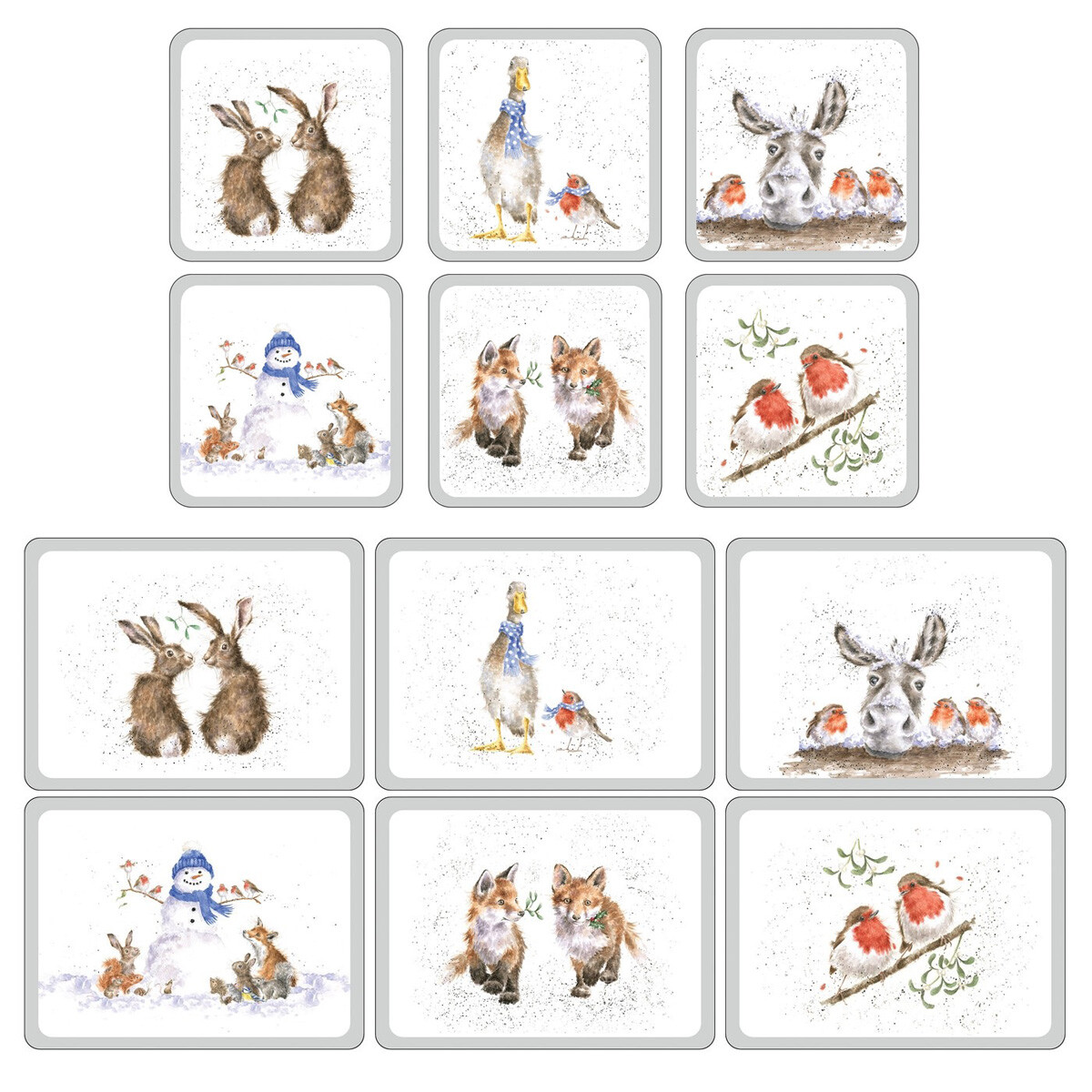 Pimpernel Wrendale Christmas Placemats and Coasters Set of 6