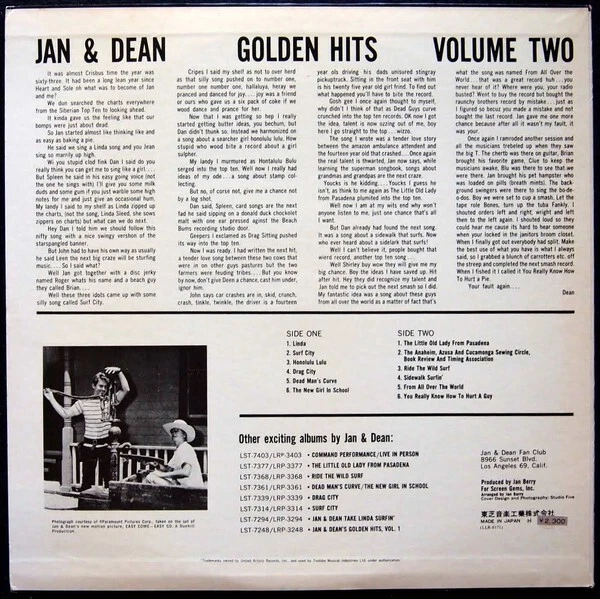 LP - Jan & Dean – Jan & Dean Golden Hits Volume 2  Japan RELEASE 1973 ex/NM - Photo 2/4
