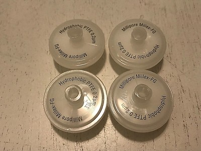 (4) Millipore Syringe Filter PTFE Hydrophobic Millex-FG .20um Pore Size 25mm
