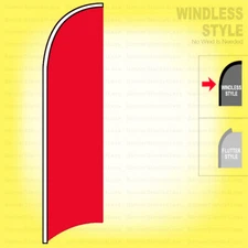 SOLID  RED - Windless Swooper Flag 2.5x11.5 ft Feather Banner Sign b