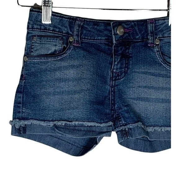 Pantalones Cortos Lee Niñas 12 Niños Azul Jean Denim Elastizados Corte Oscuro Lavado Verano Informal Foto 2 de 4