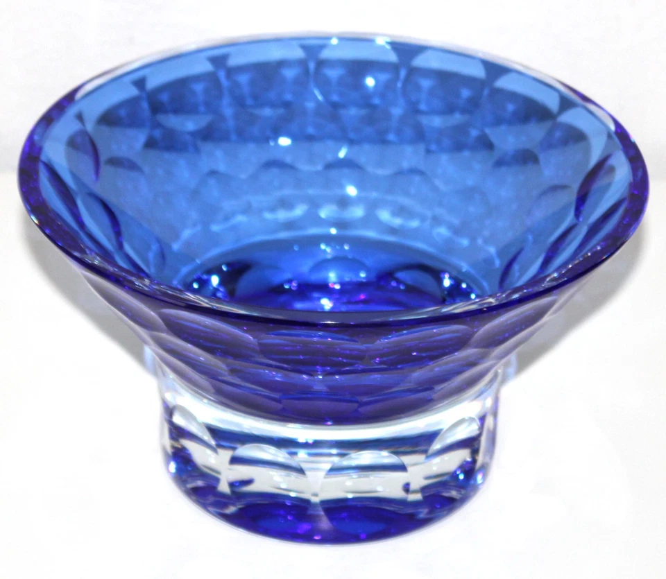 Cobalt Crystal Bowl BLOCK Crystal Made in Poland Cut Glass Circle 9"- 7lbs - Image 3 of 4