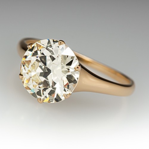 4.0 CT Vintage Gift Ring Round Cut Solitaire Moissanite 14K Yellow Gold Plated - Picture 4 of 10