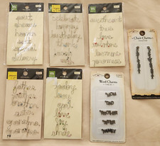 NEW Lot 7 Making Memories Details Wire Words Charms BABY FAMILY LOVE CELEBRATE-H