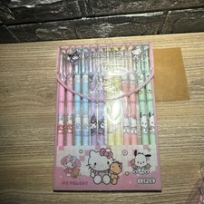 12pc Sanrio My Melody Friends 0.5mm Black Ink Erasable Needle Point Pen Kawaii