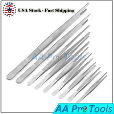 Long Food Tongs Straight Tweezers Kitchen Serrated Tips Stainless Steel PICK 