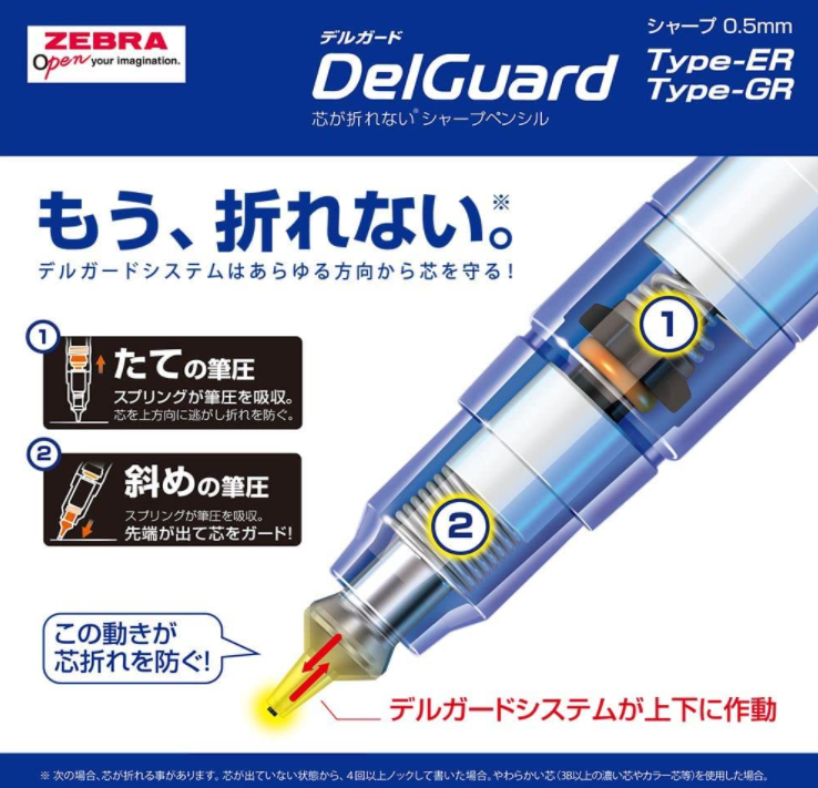 Zebra Delgard Type GR 0.5mm Mechanical Pencil - Break-Resistant Lead With Comfort Grip