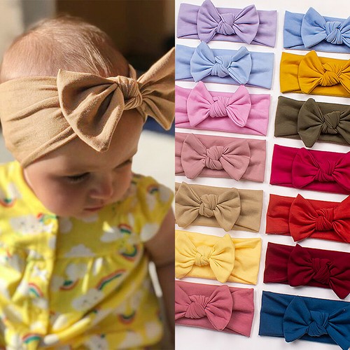 Newborn Baby Rabbit Headband Soft Elastic Bowknot Hairband Girls Headwrap Band - Picture 3 of 26