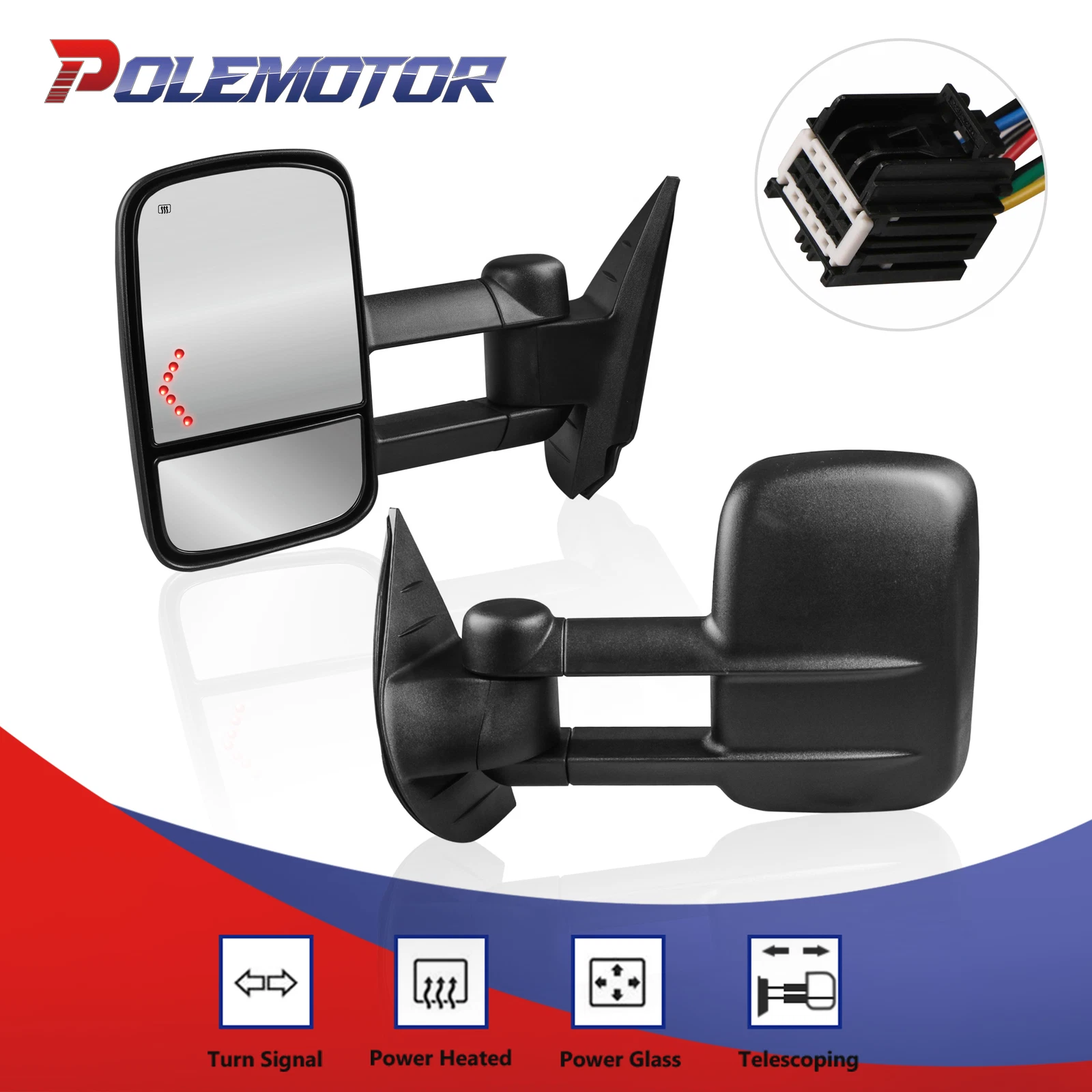 Kit Tow Mirrors For Chevy Silverado GMC Sierra 1500/2500/3500 Power Heated
