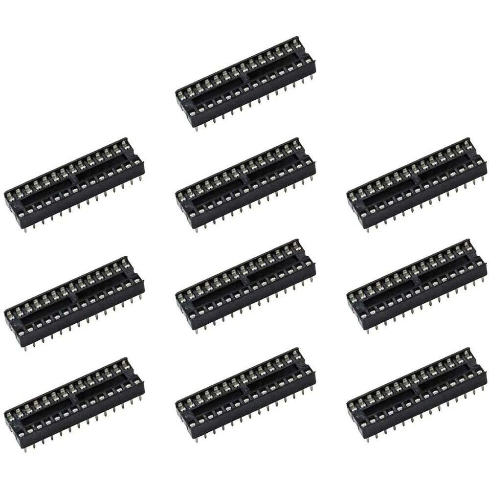 10Pcs 28Pin Dip DIP-28 Socket Pcb Mount Connector IC DIP28 Narrow 2.54mm Adapter - Foto 2