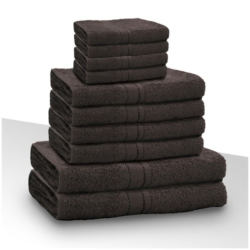GREY 100% EGYPTIAN COTTON TOWEL BALE SET 10 PC HAND FACE BATH TOWELS BATHROOM - Picture 21 of 22
