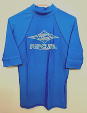 RIP CURL - Men's Rash Guard Blue SURF Short Sleeve - MEN'S LARGE L