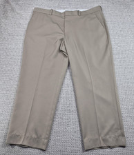 Perry Ellis Portfolio Pants Mens 38x30 Beige Dress Microfiber Flat Front Stretch