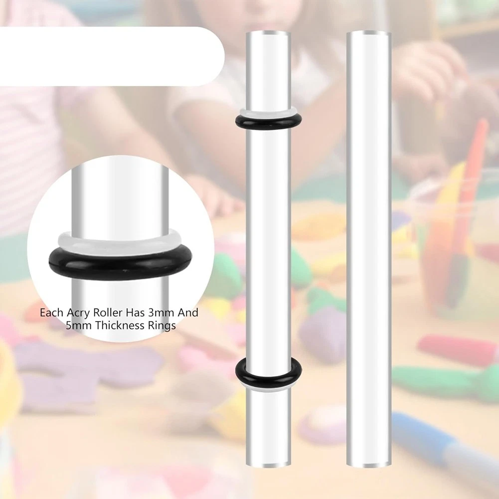 4 Pack Acrylic Clay Rolling Pin Acrylic Rod with Thickness Rolling Clay8742