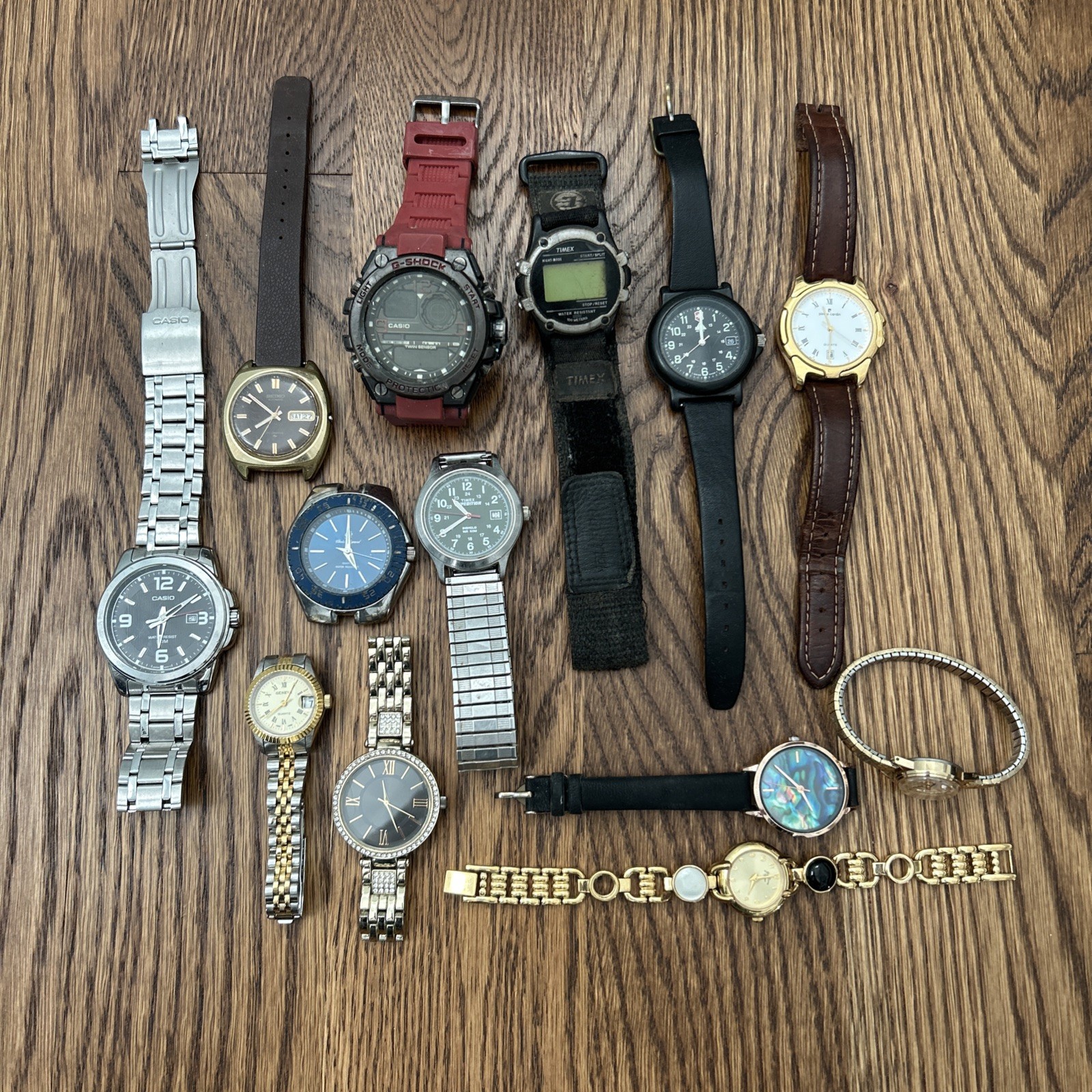 Untested Modern Watches Wrist Seiko VTG As-Is Men Casio Parts Timex Women Lot 13 - vintagewatches.pk