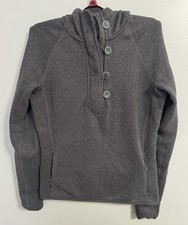 The North Face Womens M Gray Hooded Sweatshirt Pullover Button Neck Nf0a339m