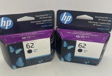 2 pk Genuine HP 62 BLACK Standard Capacity Ink Cartridge *NEW SEALED* Exp 7/2025