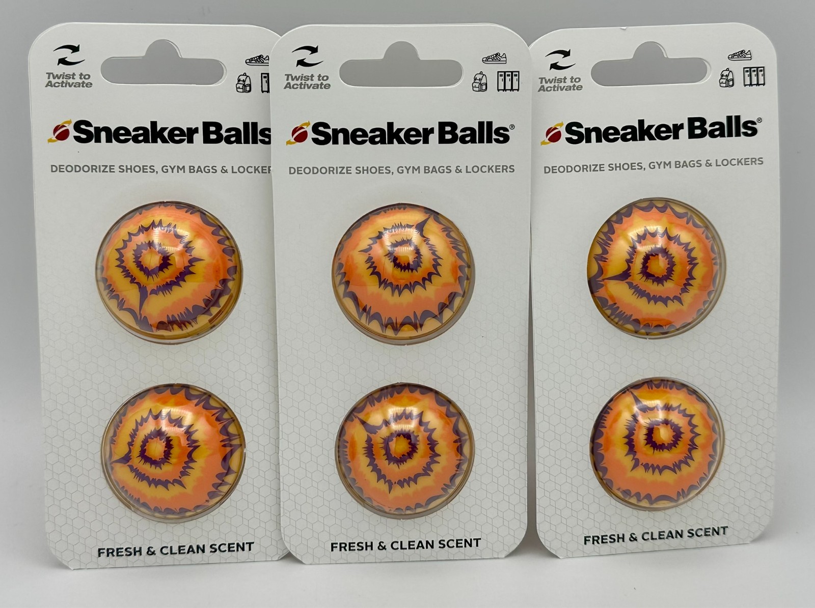 Sneaker Balls - Tie Dye 3 PACKS of  2 - 6 TOTAL  Deodorize S