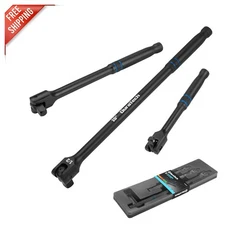 Versatile Chrome Alloy Breaker Bar Set with Ergonomic Grip - 180° Flexibility