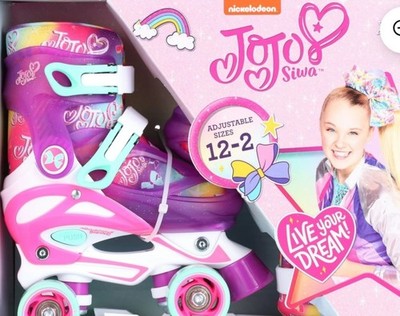 Roller Derby J12-2 Girls Youth Adjustable Quad Roller Skates Purple Pink Rainbow