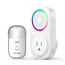Self-Powered Wireless Doorbell Kit - Plug-Through Door Bell with RGB Light, 6...