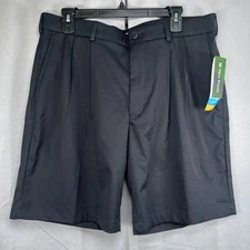 Pro Tour Cool Play Pleat Front Golf Shorts Mens Size 34 Inseam Black UPF 50