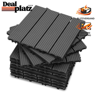 WPC Terrassenfliesen 30x30 cm 55 Stück Klick-System Anthrazit 5m²