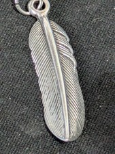 Solid Sterling Silver Feather Pendant