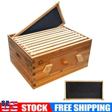 10 Frame Deep Brood Box Wax Coated Bee Hives w/ Beehives Frames Wax Foundations