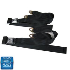 Universal Push Button Deluxe Starburst Lap Seat Belts Black Pair 1203 Universal Push Button Deluxe Starburst Lap Seat Belts Black Pair 1203