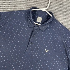 Callaway Polo Shirt Mens 2XL XXL Blue Geometric Short Sleeve Performance Golf