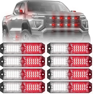 ELECHOI 8-pcs Red White LED Emergency Flashing Warning Strobe Red/White
