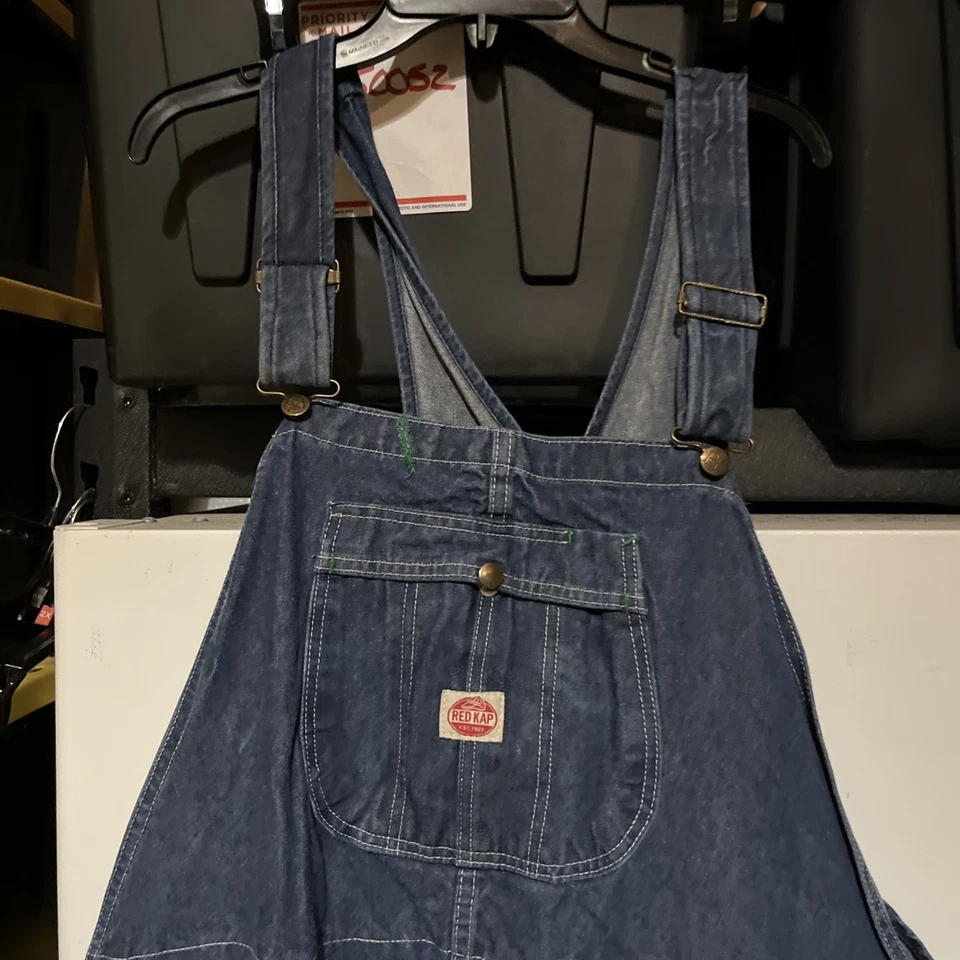 Red Kap Men's Denim Bib Overall Medium Wash 48”x32” - Image 2 of 4