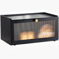 Bambus Brotkasten Schwarz - Brotbox FüR Brot Aufbewahrung 40 X 25 X 20 Cm
