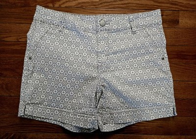 D. Jeans Shorts Womens Size 8 Grey White Print Cotton Polyester Spandex Stretch 