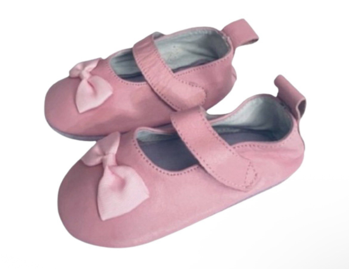 *Elk Baby Girl Size 12-18m Pink Soft Sole w/Bow