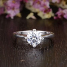 2Ct Lab Created Round cut VVS1 Diamond Engagement Ring 14K White Gold Fn
