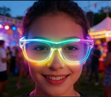 Fun light up multicolored party glasses Clear Black
