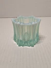 Fenton Aqua Opalescent Paneled Six Sided Candle Holder.