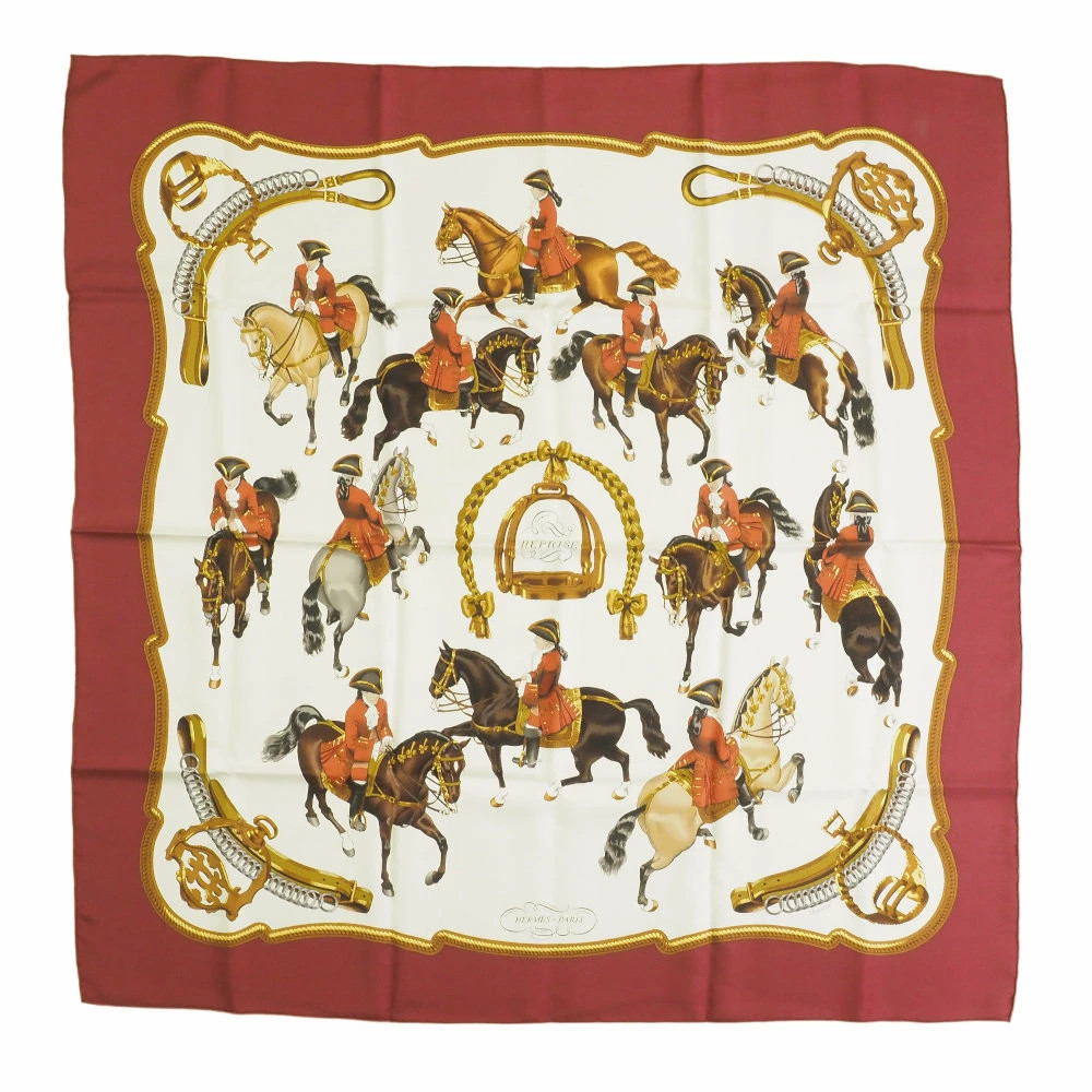Hermes Carre 90 Scarf 90Cm Reprise Horse Riding Scene Silk Used