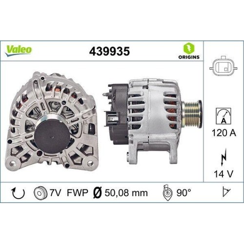 Alternateur Valeo 439935 Valeo Origins pour moteur essence et diesel Nissan et Renault