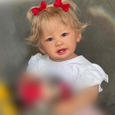 Lifelike 28'' Painted Reborn Baby Doll Toddler Girl Rooted Hair Cloth Body Gifts