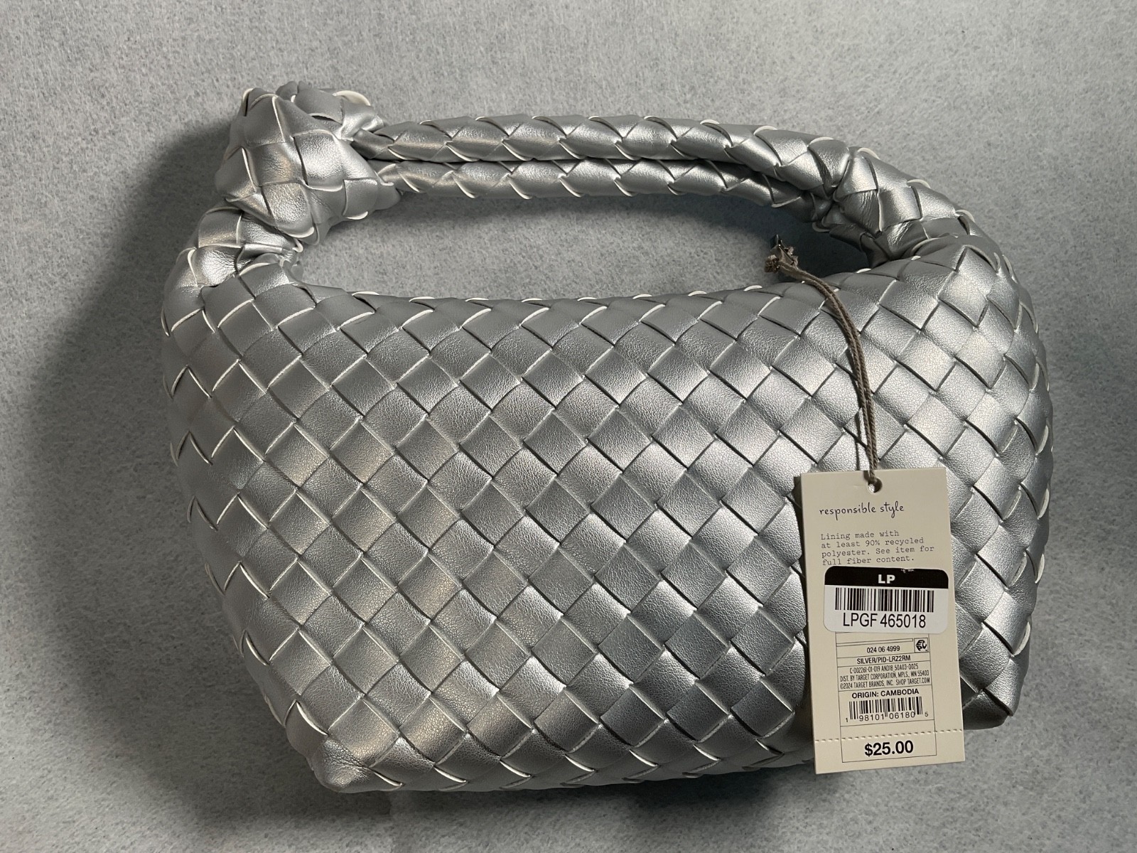 Woven Slouchy Shoulder Handbag - A New Day Silver BNWT  3-B
