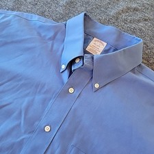 Brooks Brothers Shirt Men's 17 34 Madison Blue Non Iron Button Down Supima OCBD