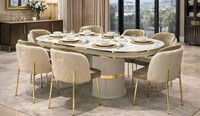 Esstisch 6X StüHle Esszimmer Stil Modern Beige Praktisch Oval